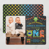 Chalkboard petits jumeaux monstre 1ère fête d'anni