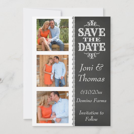 Invitation Chalkboard Photo Enregistrer la date (Devant)
