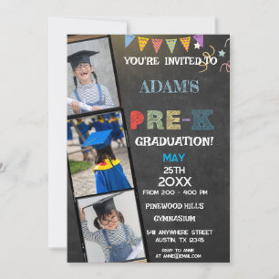 Invitation Chalkboard Photo préscolaire Graduation