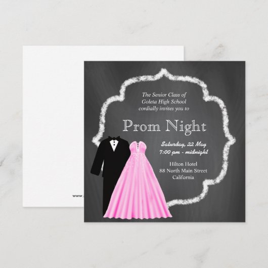 Invitation Chalkboard Prom (Devant / Derrière)