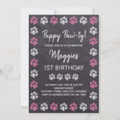 Invitation Chalkboard Puppy Pawty Chien Anniversaire (Devant)