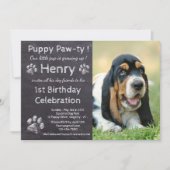 Invitation Chalkboard Puppy Pawty - Pet Photo pour animaux de (Devant)