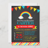 Invitation Chalkboard Rainbow fête d'anniversaire (Devant)
