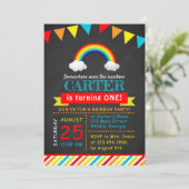 Invitation Chalkboard Rainbow fête d'anniversaire (Debout devant)
