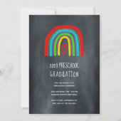 Invitation Chalkboard Rainbow Preschool Graduation (Devant)
