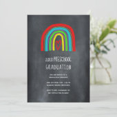 Invitation Chalkboard Rainbow Preschool Graduation (Debout devant)