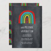 Invitation Chalkboard Rainbow Preschool Graduation (Devant / Derrière)