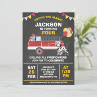 Chalkboard Red Firefighter Fire Engine Anniversair