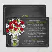Invitation Chalkboard Red Poppies Jar Fête des mariées (Devant / Derrière)