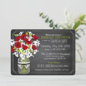 Invitation Chalkboard Red Poppies Jar Fête des mariées (Debout devant)