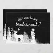 Invitation Chalkboard Reindeer Mariage de Noël | Bridesmaid (Devant / Derrière)