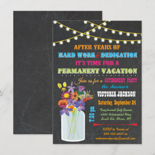 Invitation Chalkboard Retirement Party with mason jar flowers