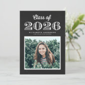 Invitation Chalkboard Retro Class of 2024 Photo Graduation (Debout devant)