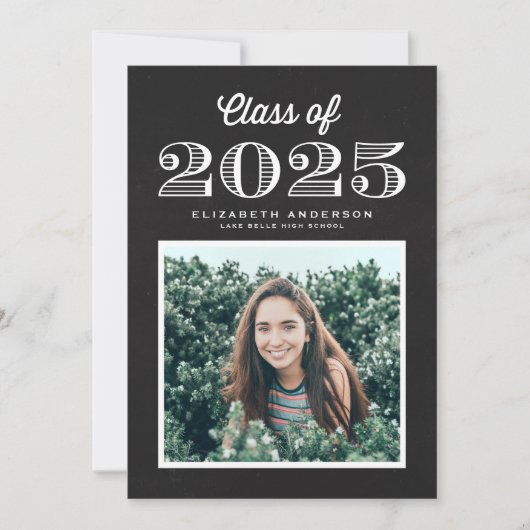 Invitation Chalkboard Retro Class of 2024 Photo Graduation (Devant)