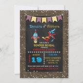 Invitation Chalkboard Rockets ou rubans Révélation de genre (Devant)