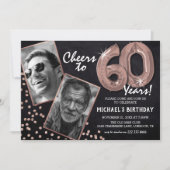 Invitation Chalkboard RoseGold Ballons 2 Photo 60e anniversai (Devant)