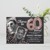 Invitation Chalkboard RoseGold Ballons 2 Photo 60e anniversai (Debout devant)