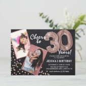 Invitation Chalkboard RoseGold Balloons 2 Photo 30e anniversa (Debout devant)