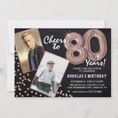 Invitation Chalkboard RoseGold Balloons 2 Photo 80e anniversa (Devant)