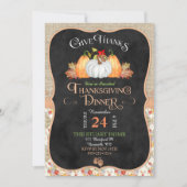 Invitation Chalkboard Russe Pays Thanksgiving Burlap Lace (Devant)