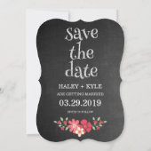 Invitation Chalkboard Rustic Floral Enregistrer la date Typog (Dos)