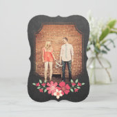 Invitation Chalkboard Rustic Floral Enregistrer la date Typog (Debout devant)