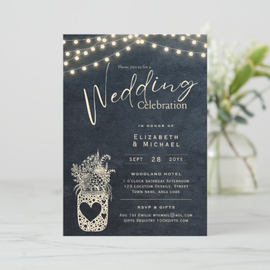 Invitation Chalkboard Rustique Mason Jar Mariage DIGITAL Impr (Debout devant)