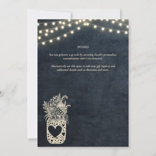 Invitation Chalkboard Rustique Mason Jar Mariage DIGITAL Impr (Dos)