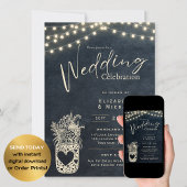 Invitation Chalkboard Rustique Mason Jar Mariage DIGITAL Impr