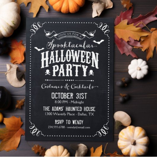 Invitation Chalkboard Rustique Spooktacular Halloween Party