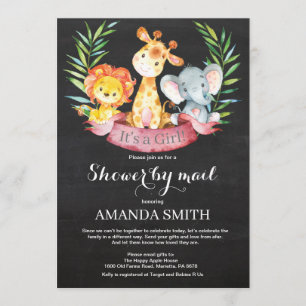 Invitation Chalkboard Safari Jungle Baby shower fille par la 