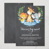 Invitation Chalkboard Safari Jungle Boy Baby shower par mail (Devant / Derrière)