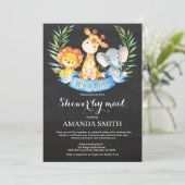 Invitation Chalkboard Safari Jungle Boy Baby shower par mail (Debout devant)