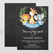 Invitation Chalkboard Safari Jungle Boy Baby shower par mail (Devant / Derrière)