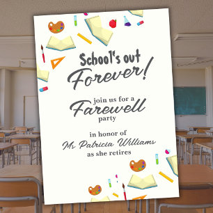 Invitation Chalkboard School Farewell Retraité Teacher Party