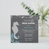 Invitation Chalkboard Seahorse Beach Fête des mariées (Debout devant)