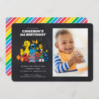 Chalkboard Sesame Street 1er anniversaire avec pho