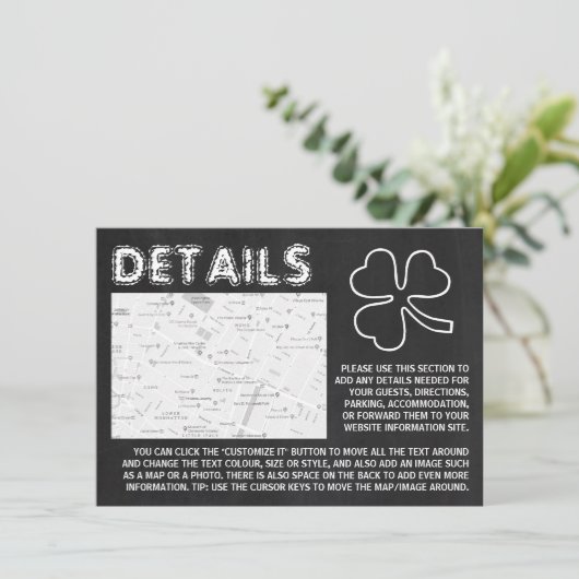 Invitation Chalkboard Shamrock, St Patrick's Day Detail Card (Debout devant)
