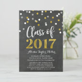 Invitation Chalkboard Silver Gold Confetti Graduation Party (Debout devant)