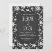 Invitation Chalkboard Snowflakes Fête (Devant)