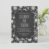 Invitation Chalkboard Snowflakes Fête (Debout devant)