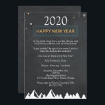 Invitation Chalkboard Soirée de Nouvel An Élégante<br><div class="desc">Belle Invitation de la Soirée de Nouvel An Arrière - plan de tableau noir,  avec une frontière verte avec "Bonne Année" au sommet et Forêt d'hiver. Customisez avec votre salutation personnelle,  vos noms de famille et vos noms individuels.</div>