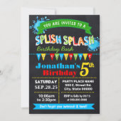 Invitation Chalkboard Splish fête d'anniversaire de naissance (Devant)