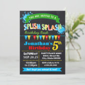Invitation Chalkboard Splish fête d'anniversaire de naissance (Debout devant)