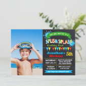 Invitation Chalkboard Splish fête d'anniversaire de naissance (Debout devant)