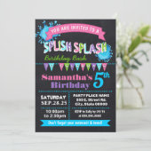 Invitation Chalkboard Splish splash fête d'anniversaire bash  (Debout devant)