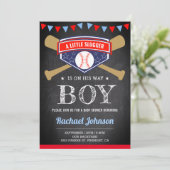Invitation Chalkboard Sports Baby shower de baseball (Debout devant)