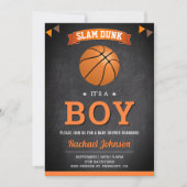 Invitation Chalkboard Sports Boy Baby shower de basket-ball (Devant)