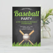 Invitation Chalkboard Sports Enfants Baseball fête d'annivers (Debout devant)