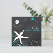 Invitation Chalkboard Starfish Beach Baby shower (Debout devant)
